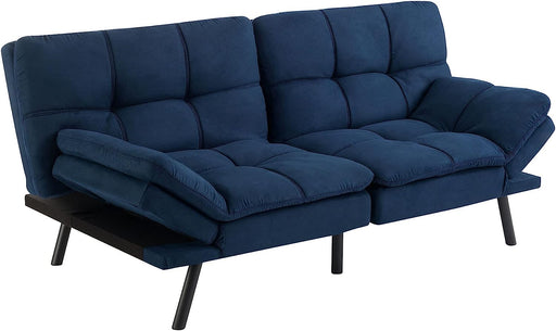 Blue Suede Memory Foam Sofa Bed