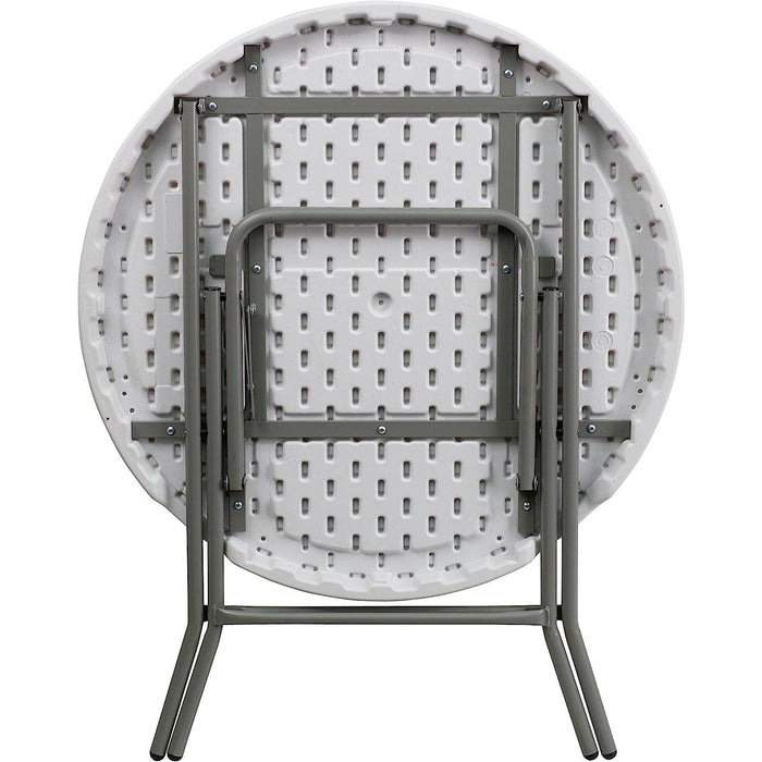 Granite White Plastic Folding Table - 2.63 Feet Round
