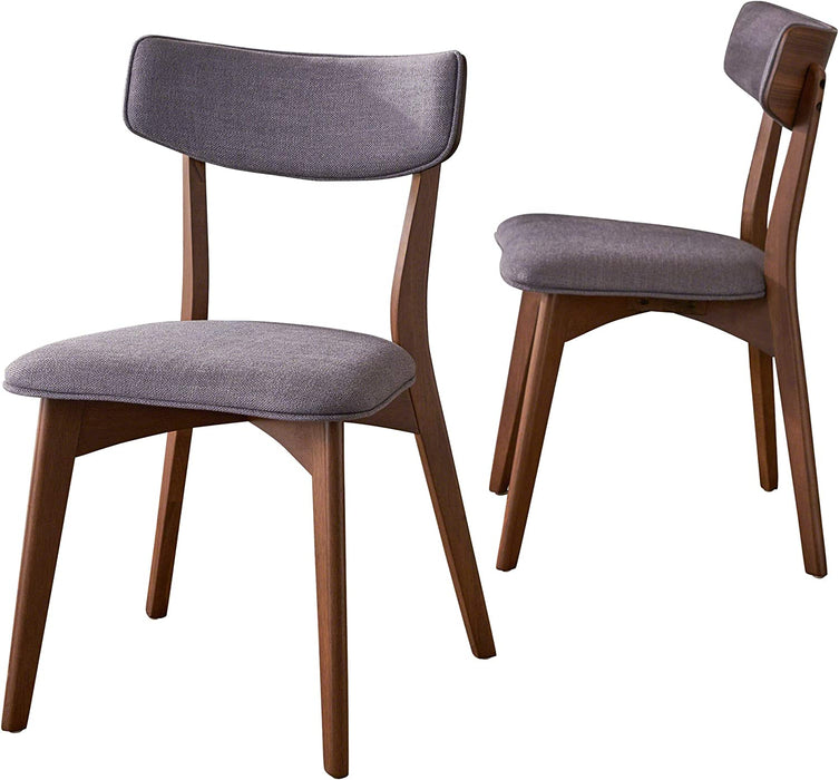 Dark Grey Mid-Century Modern Dining Chairs, Natural Walnut Frame