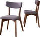 Dark Grey Mid-Century Modern Dining Chairs, Natural Walnut Frame