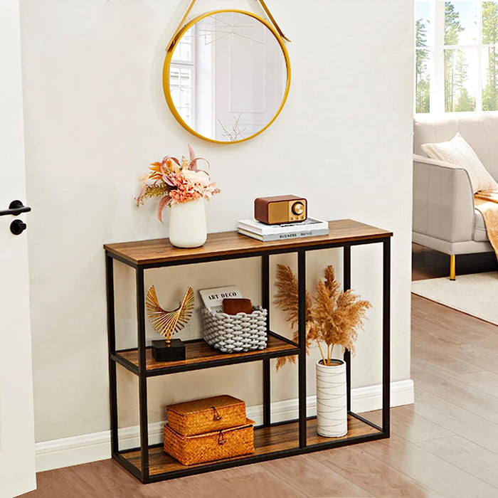 Modern Rustic Console Table with 3 Shelves