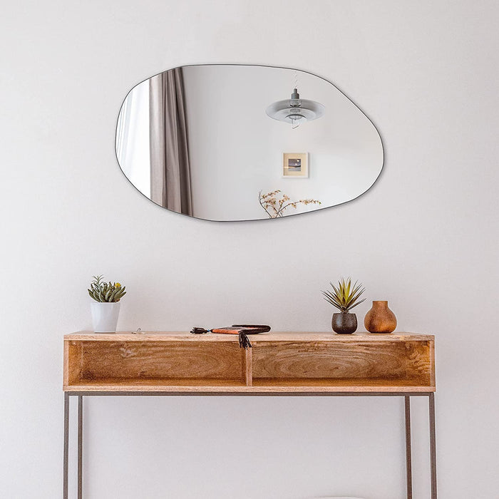 Irregular Wall Mirror Asymmetrical Bathroom Mirror Frameless Mirror for Living Room Entryway Bedroom, 19.5" X 33.5"