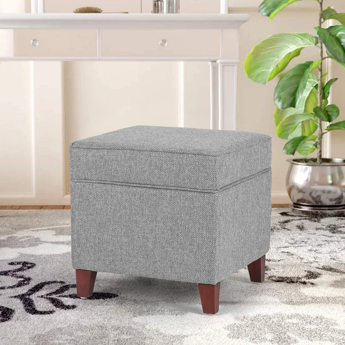 Light Grey Linen Ottoman Cube Storage Footrest