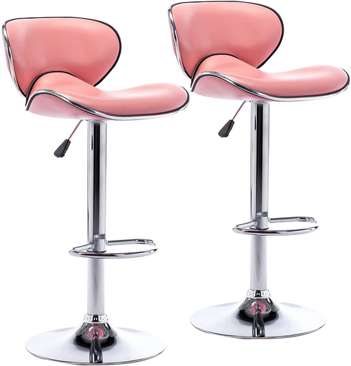 Pink Adjustable Airlift Barstools Set of 2 with Back