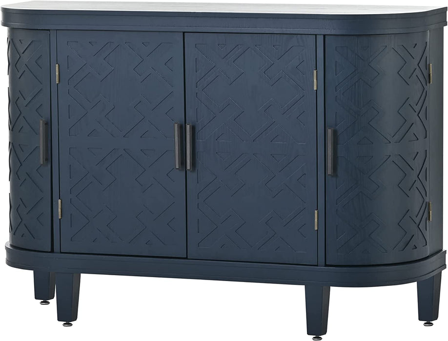 Navy Blue Accent Storage Cabinet with 4 Doors