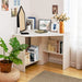 Compact White Corner Desk with Storage Shelves