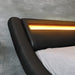 Black Full Modern Curved Upholstered Platform Bed Frame W/ LED Lights Headboard