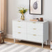 White 6 Drawer Double Dresser, Imitation Marble Texture