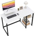 Small White Desk with Monitor Stand and Storage