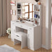 Makeup Vanity Desk with Lights, 3 Drawers, Shelves (White)