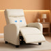 Beige Leather Massage Recliner Sofa