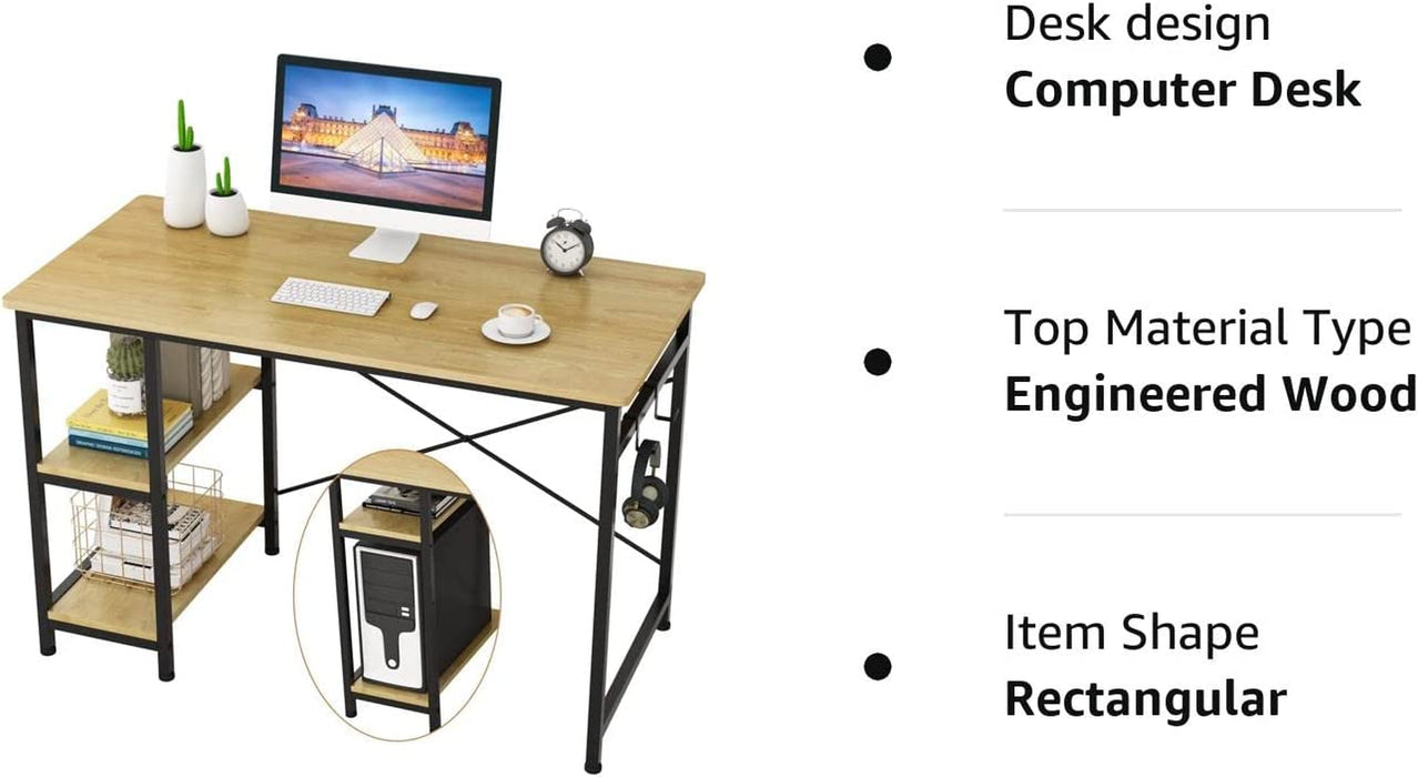 Industrial Writing Desk with Storage and Hooks