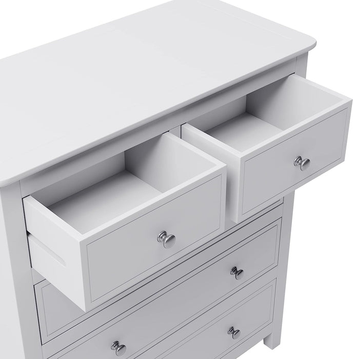 White Solid Wood 5-Drawer Storage Chest