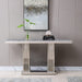 Gray Marble Top Console Table with Mirrored Finish