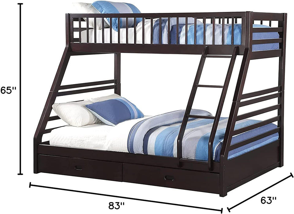 XL Twin/Queen Bunk Bed with Drawers, Espresso