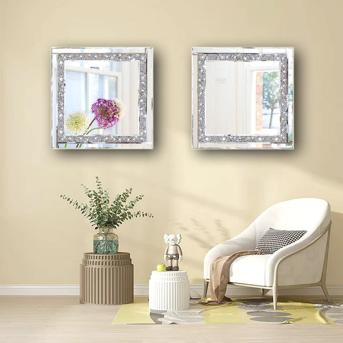 Crystal Crush Diamond Silver Mirrors - Set of 2