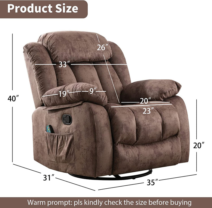 Massage Swivel Rocker Recliner with Heat and Vibration