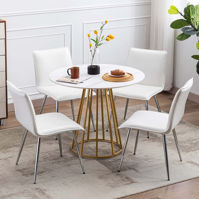 Modern PU Leather Dining Chairs Set of 4 in White