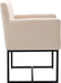 Set of 6 Modern Upholstered Dining Chair with Arm, Cream/Black