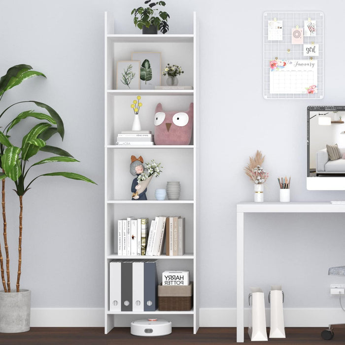 White 6-Tier Bookshelf for Home Display Storage