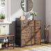 Dark Grey Chest of Drawers with Wood Top and Nightstand