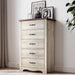 White Tall Dresser with 5 Drawers