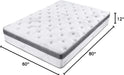 12″ Queen Hybrid Box Top Mattress, White/Grey