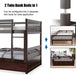 Full over Full Wood Bunk Bed with Trundle and Safety Guardrails