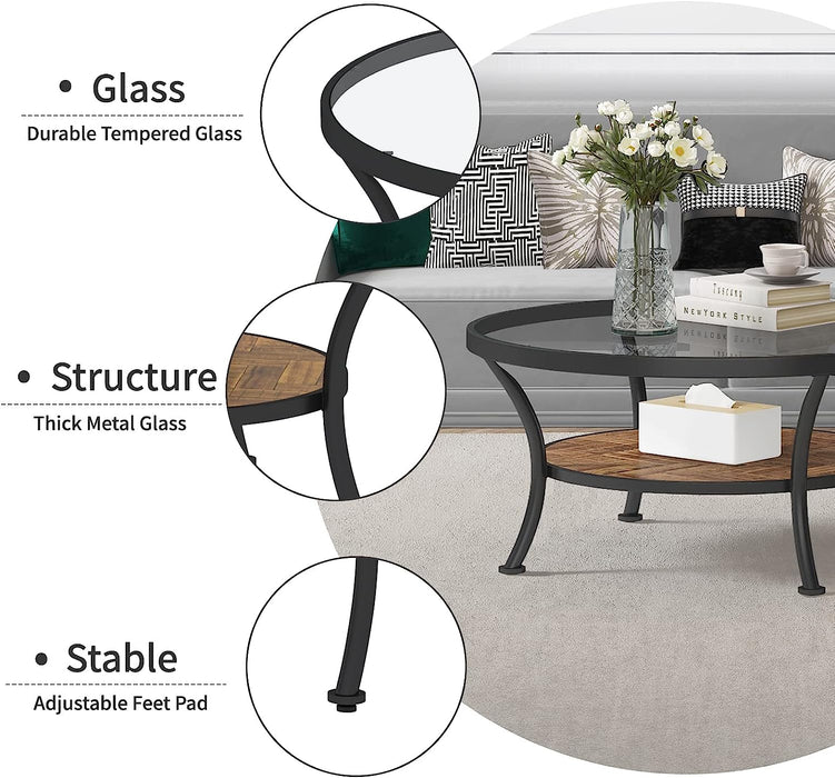 Modern 2-Tier Glass Top Coffee Table