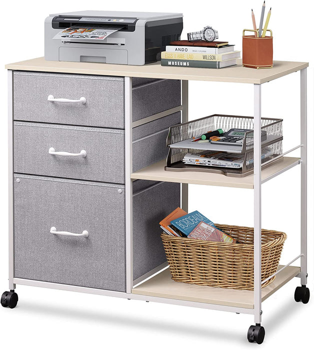 Rolling File Cabinet with Open Storage Shelf