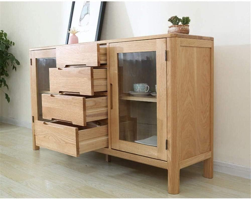 White Oak Entryway Storage Buffet Server Cabinet