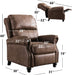 Pushback Recliner Chair, Leather, Rivet Decoration, Chocolate