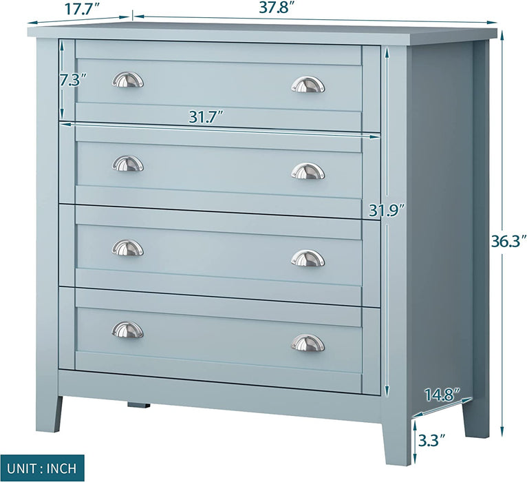 Modern 4 Drawer Wood Chest with Silver Handles