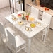 Faux Marble Dining Table Set for 4, All White