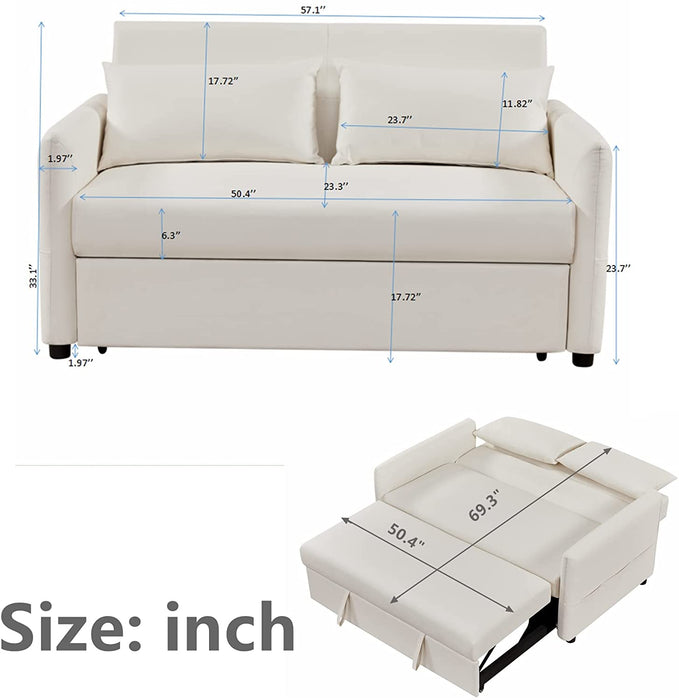 Adjustable 3-In-1 Sofa Bed with Pillows