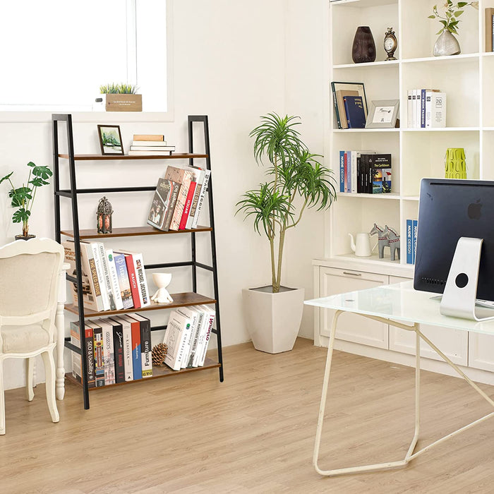 4-Tier Industrial Bookshelf for Home Organization