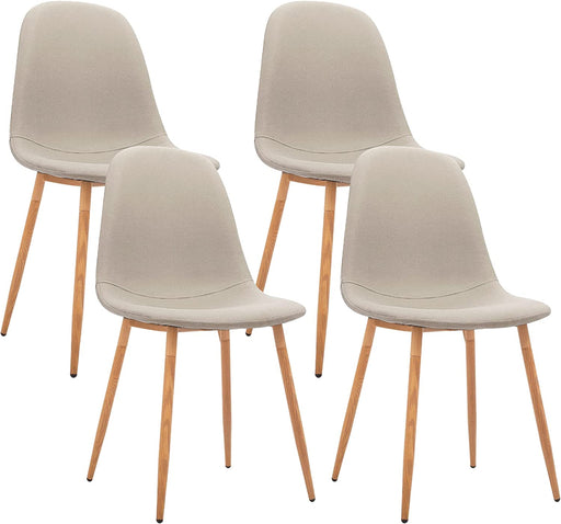 Set of 4 Light Grey Upholstered Chairs