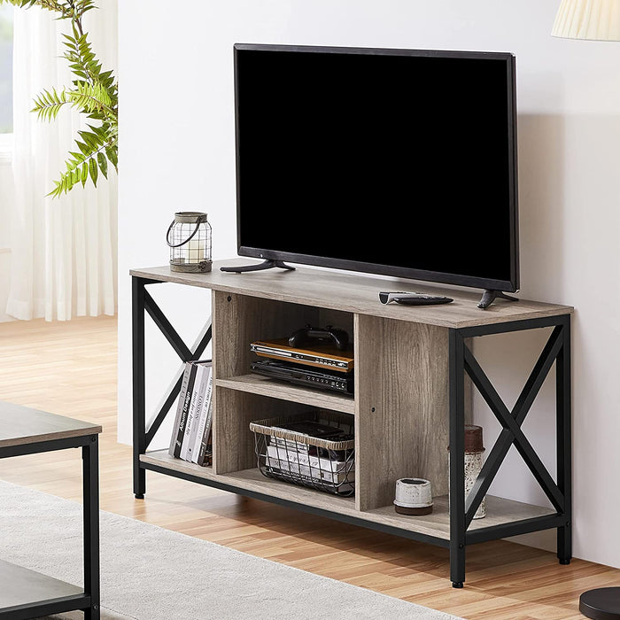 Gray Wood TV Stand for 55 Inch Flat Screen