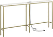 Industrial White Console Table with Power Outlets