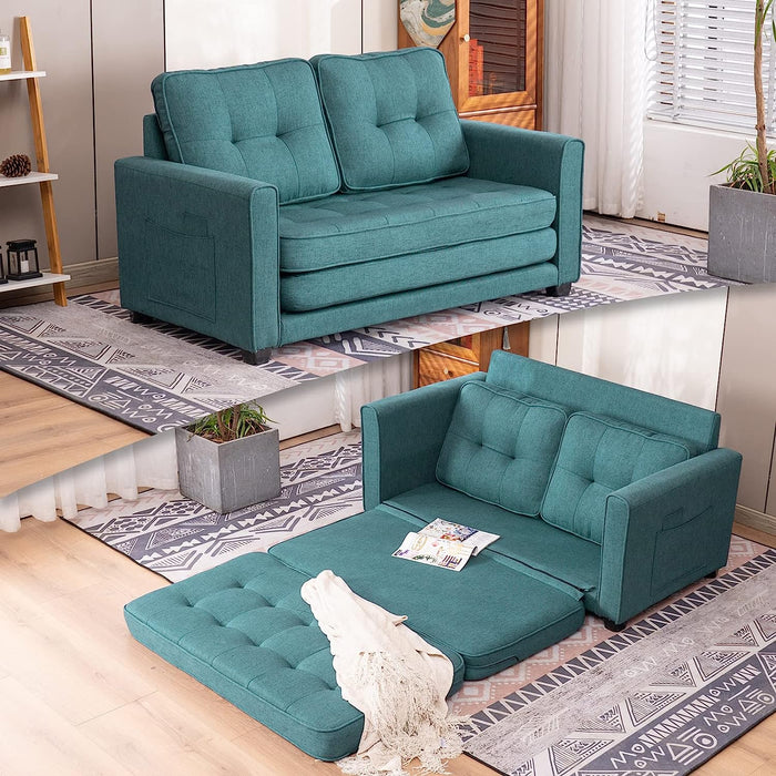 Modern Teal Loveseat Sleeper for Small Spaces