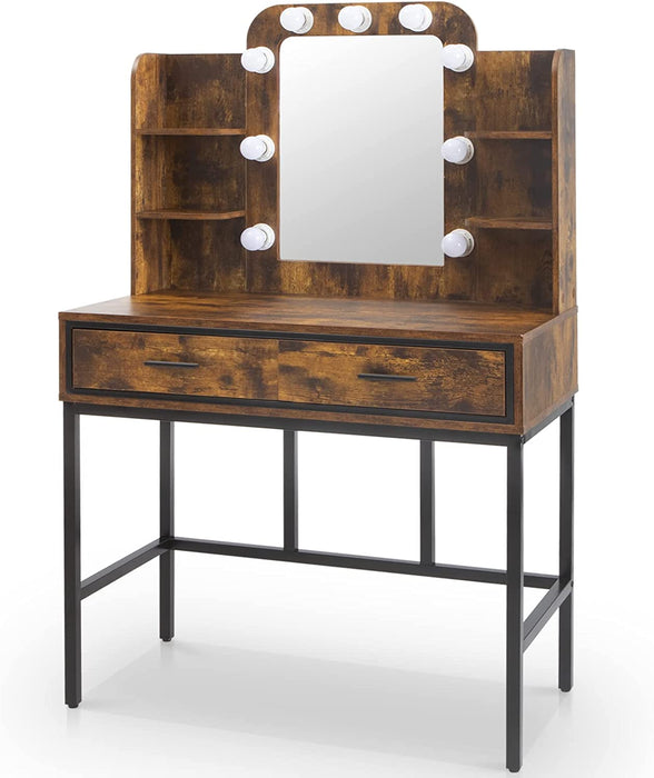 Elegant Makeup Vanity Set with Lighted Mirror