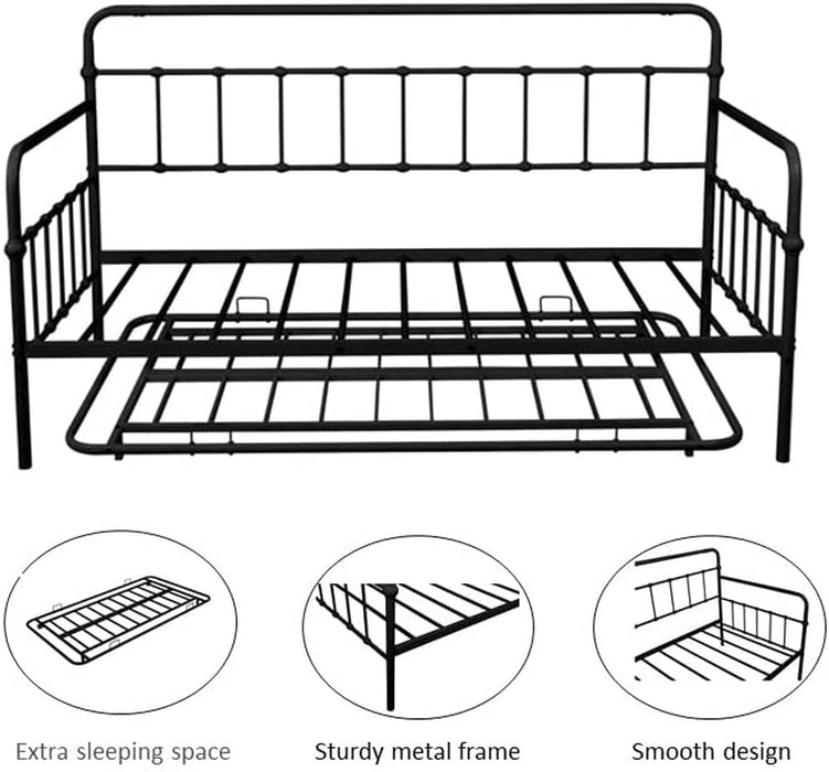 Twin Metal Daybed Frame with Trundle