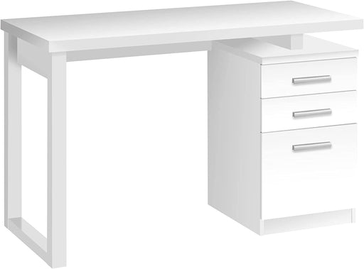 Modern White Laminate Computer Desk with Drawers