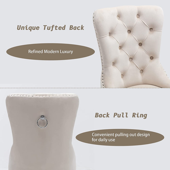 Beige Velvet Dining Room Chairs