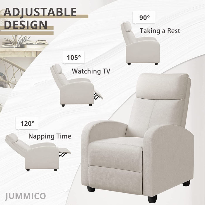 Beige Fabric Recliner Sofa with Thick Cushion