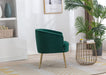 Green Velvet Accent Chair with Golden Legs