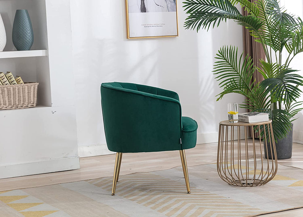 Green Velvet Accent Chair with Golden Legs