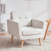 Beige Mid Century Accent Chair with Tufted Upholstery