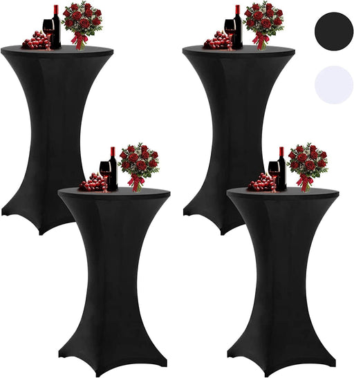 Spandex Cocktail Table Covers, 4 Pack Black