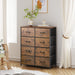 Fabric Storage Tower with 8 Drawers, Rustic Brown